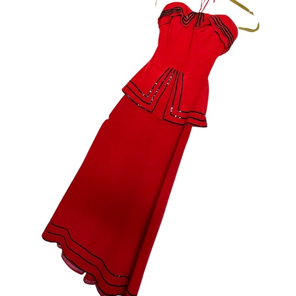 Vintage Dresses & Skirts - Bright red VINTAGE evening dress